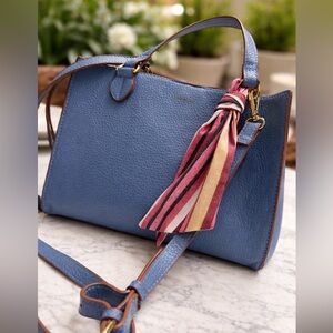 Anne Klein Blue Crossbody Bag with Striped Scarf